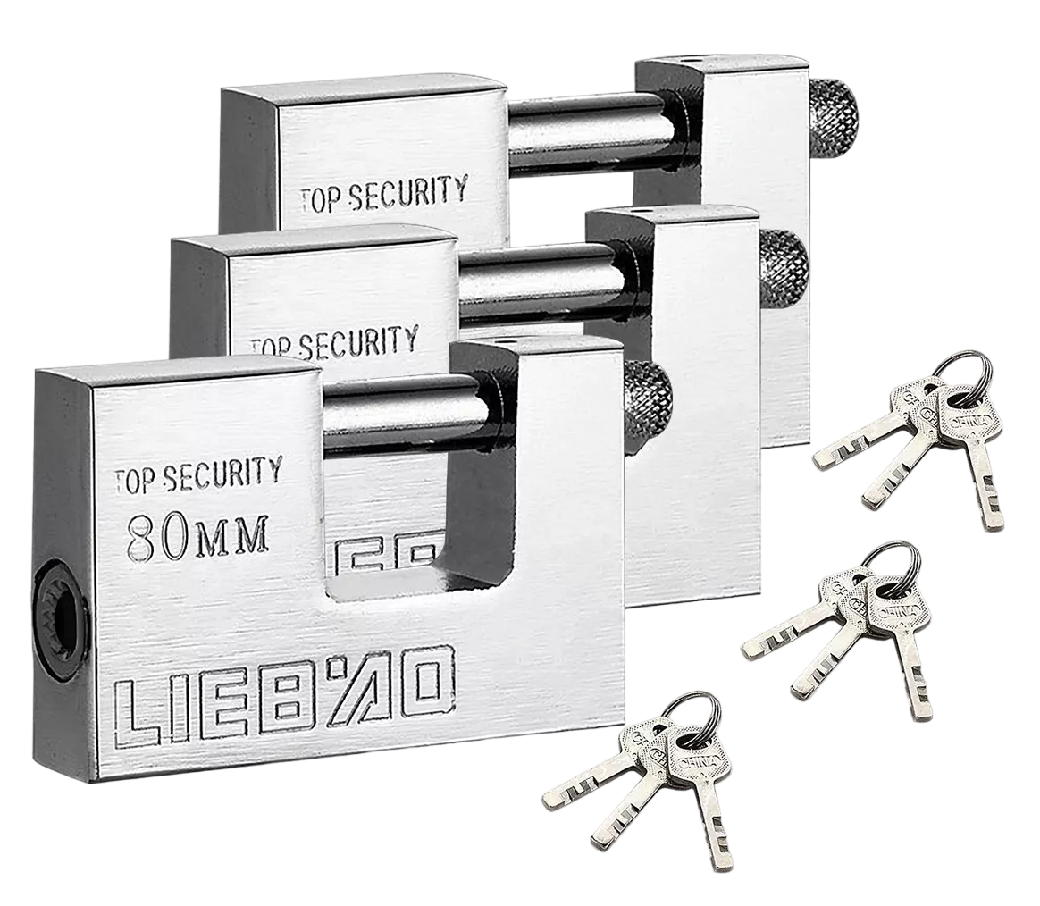 Candado Cortina Extra Seguridad Métálico 80mm 3 Pzs Plata