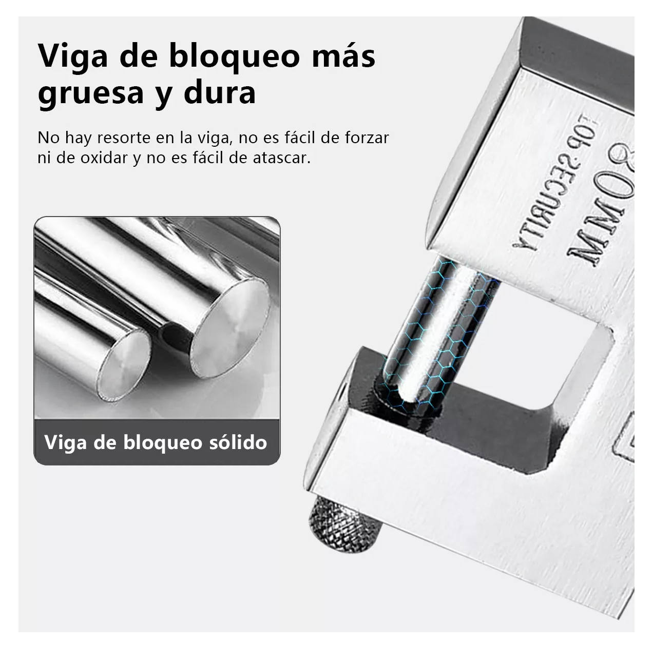 Foto 3 pulgar | Candado Cortina Extra Seguridad Métálico 80mm 3 Pzs Plata