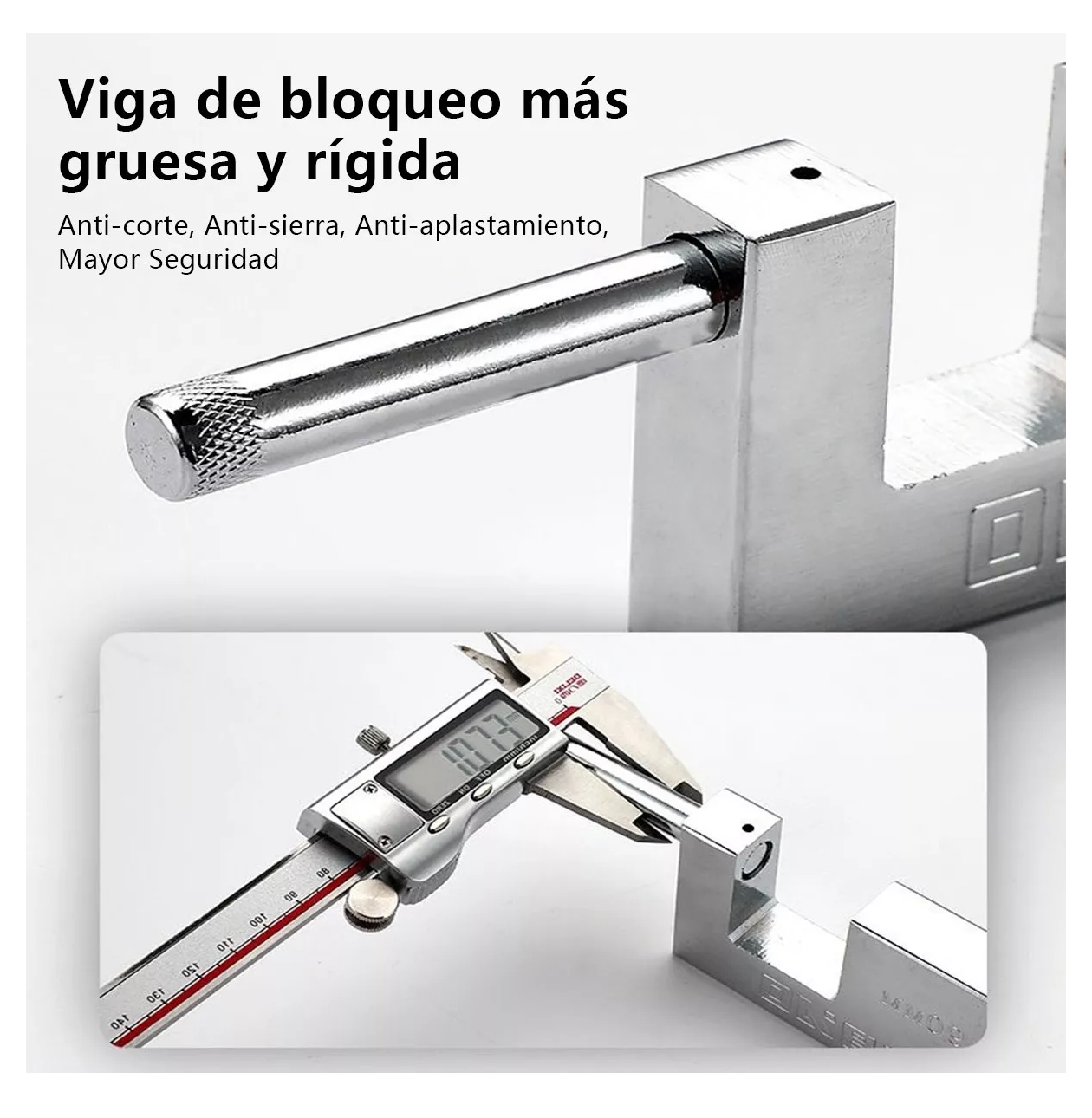 Foto 4 pulgar | Candado Cortina Extra Seguridad Métálico 80mm 3 Pzs Plata