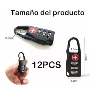 Foto 2 | 12pzs Candado Con Clave Para Maletas Mochilas Equipaje Eo Safe Imports Esi-15620 Negro