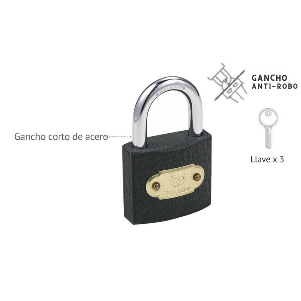 Foto 3 pulgar | Candado Cuerpo Hierro Fumetax Gancho Corto 63mm Sw-5502s6303