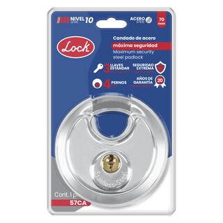 Foto 1 | Candado De Máxima Seguridad Tipo Disco 70 Mm, Llave Estándar Lock