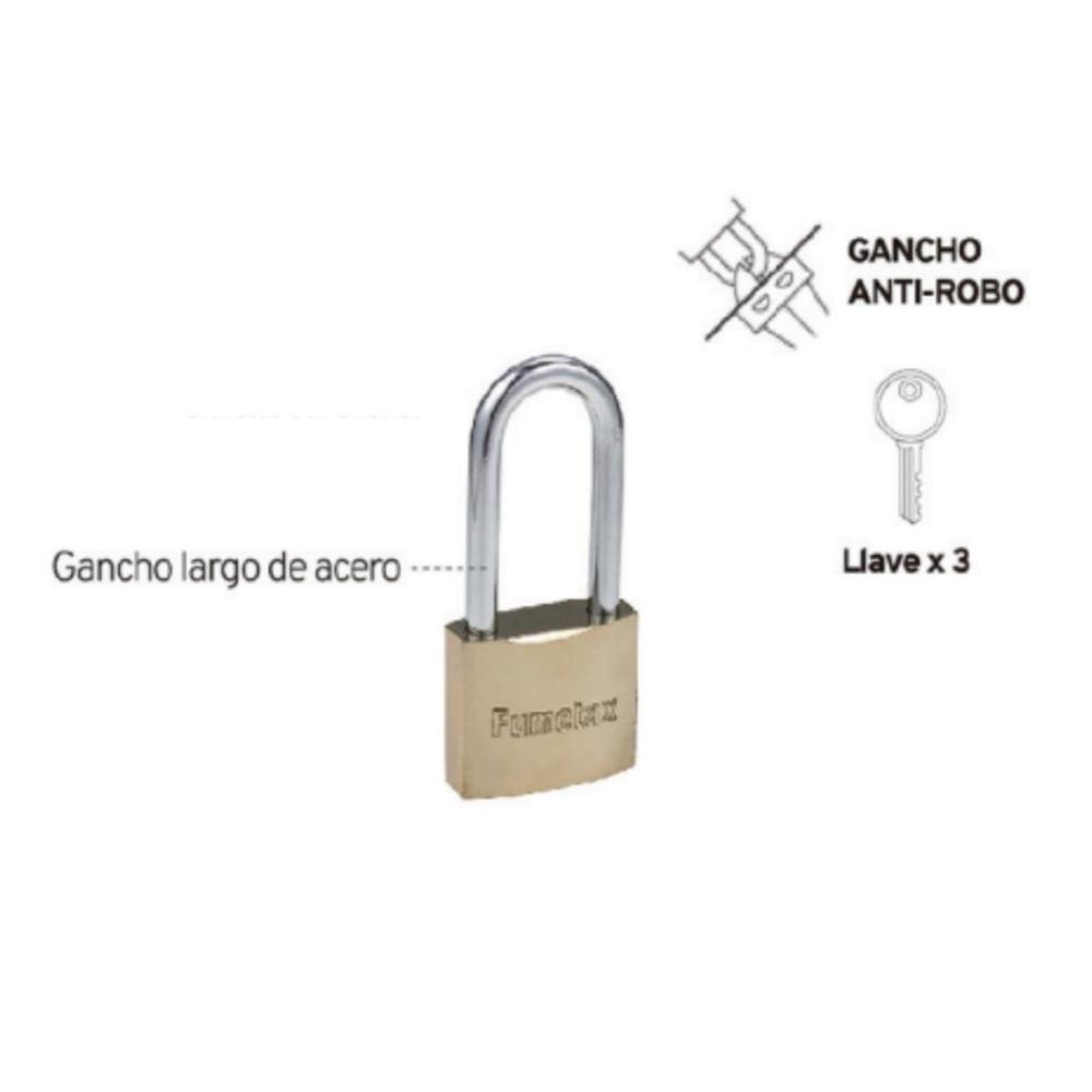 Foto 2 | Candado Fumetax 50mm Latón Dorado Gancho Largo