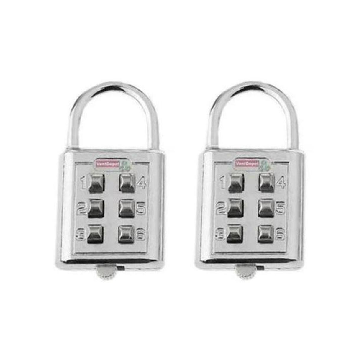 Candados con Contraseña Antirrobo Ventdepot Mxlks-002 2 Piezas Plata