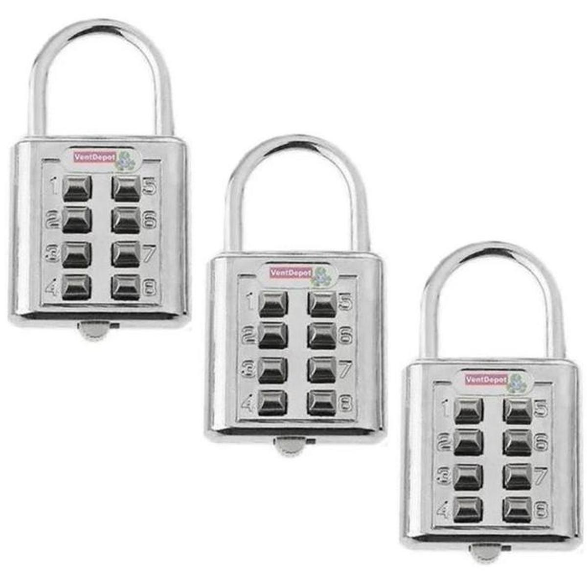 Candado Ventdepot Mxlks-006 3 Piezas Plata