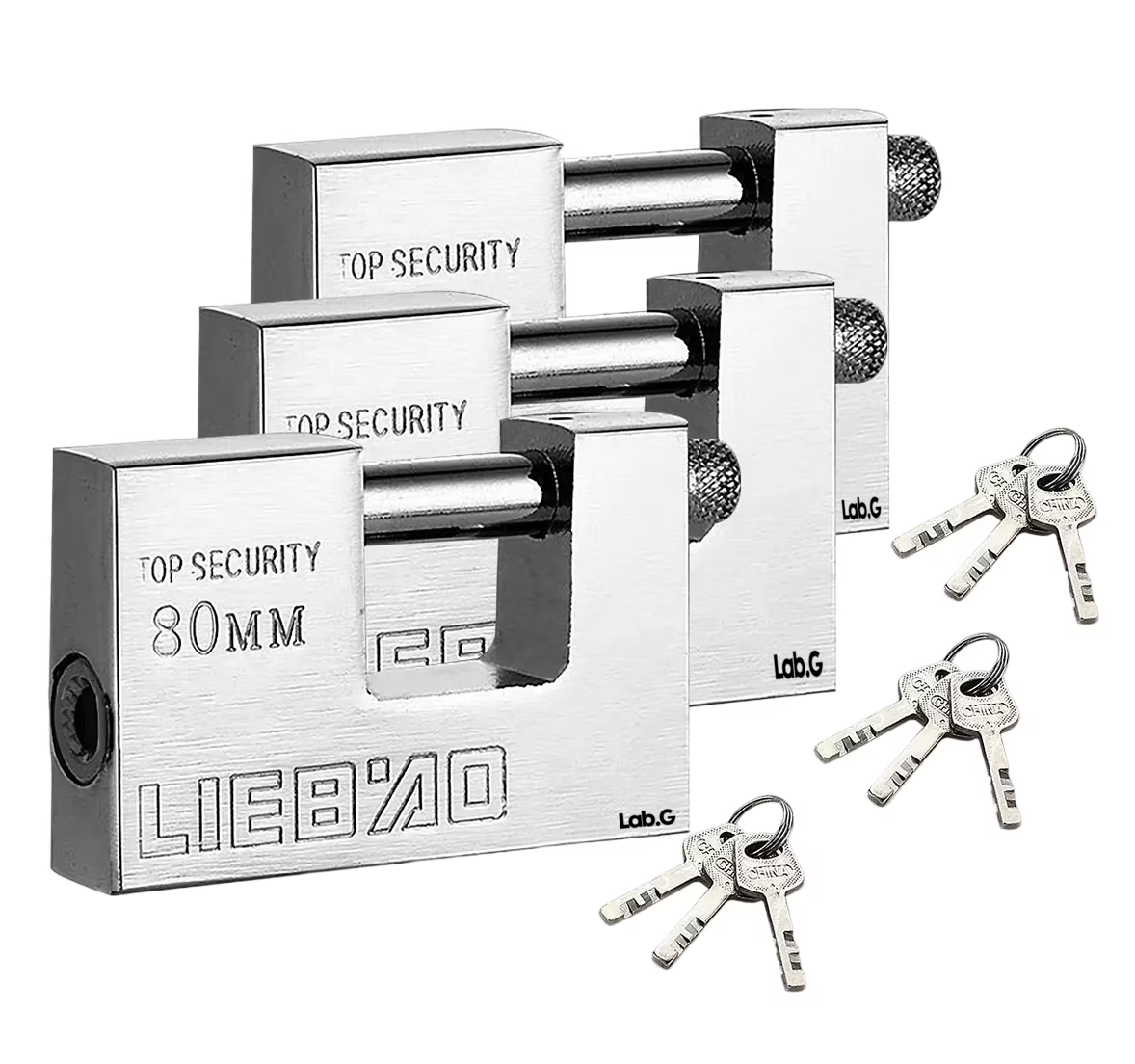 Foto 1 | Candado Cortina Extra Seguridad Métálico 80mm 3 Pzs Plata