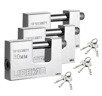 Foto 1 | Candado Cortina Extra Seguridad Métálico 80mm 3 Pzs Plata