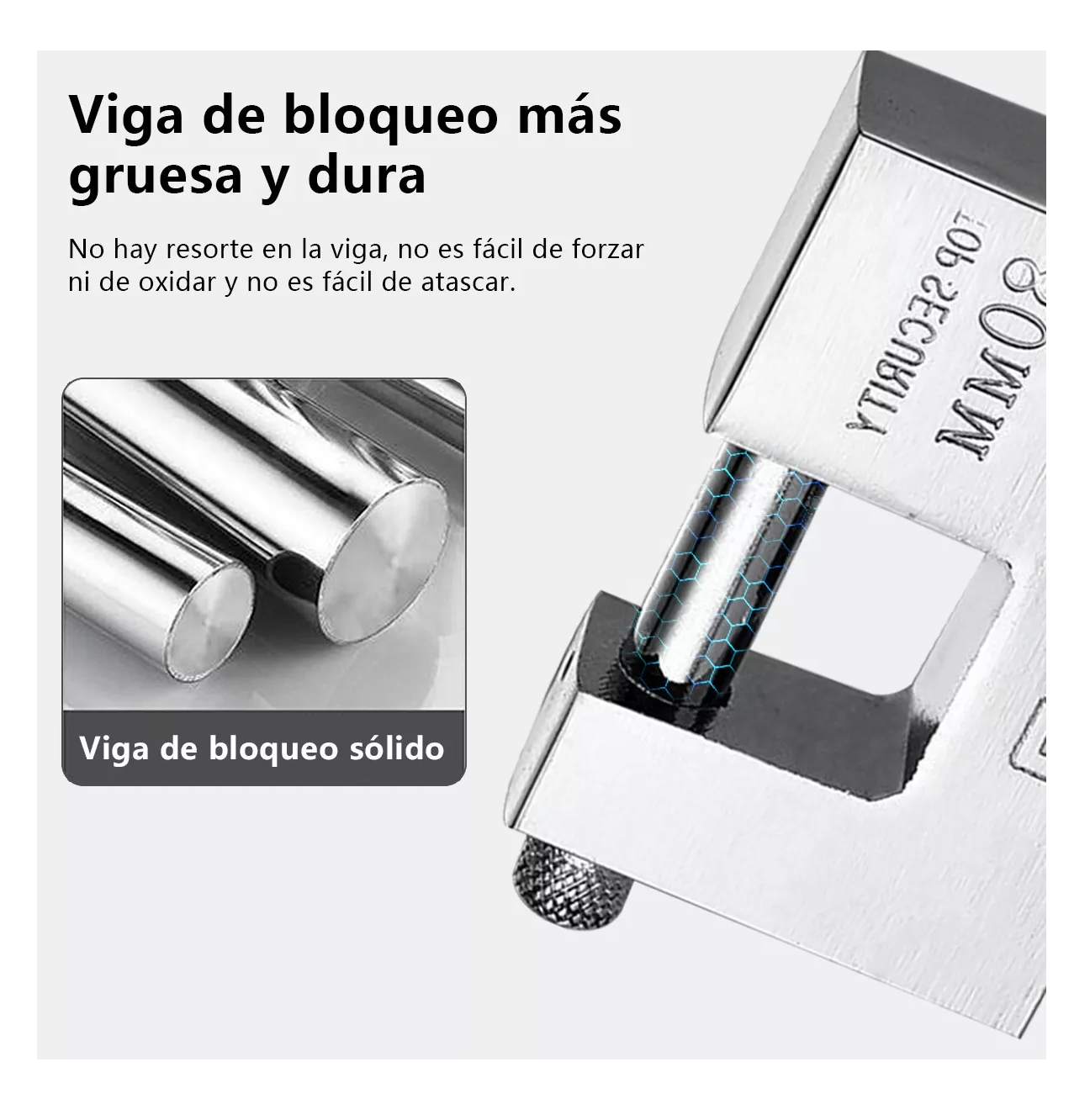 Foto 3 pulgar | Candado Cortina Extra Seguridad Métálico 80mm 3 Pzs Plata