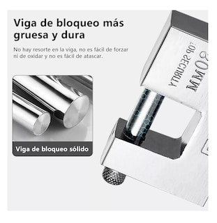 Foto 2 | Candado Cortina Extra Seguridad Métálico 80mm 3 Pzs Plata