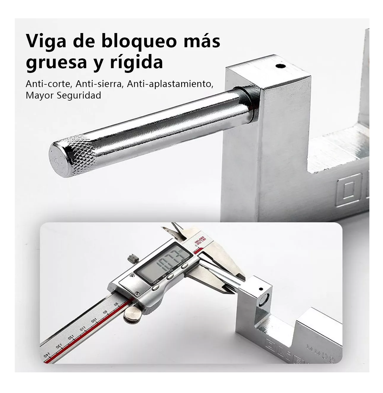Foto 4 pulgar | Candado Cortina Extra Seguridad Métálico 80mm 3 Pzs Plata