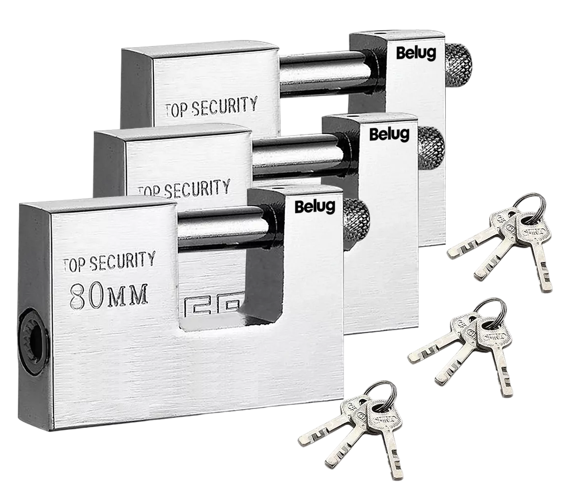 Foto 1 | Candado Cortina Belug Extra Seguridad Metálico 80 Mm 3 Piezas