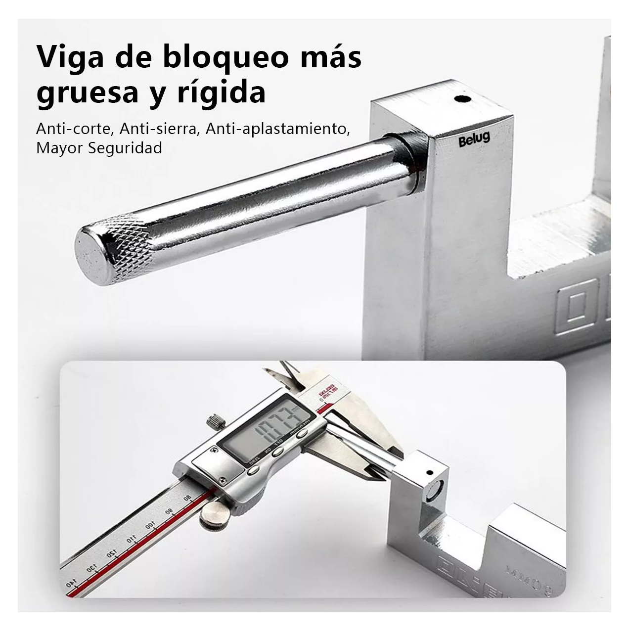 Foto 4 pulgar | Candado Cortina Belug Extra Seguridad Metálico 80 Mm 3 Piezas