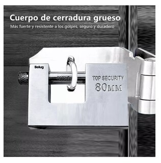 Foto 5 | Candado Cortina Belug Extra Seguridad Metálico 80 Mm 3 Piezas