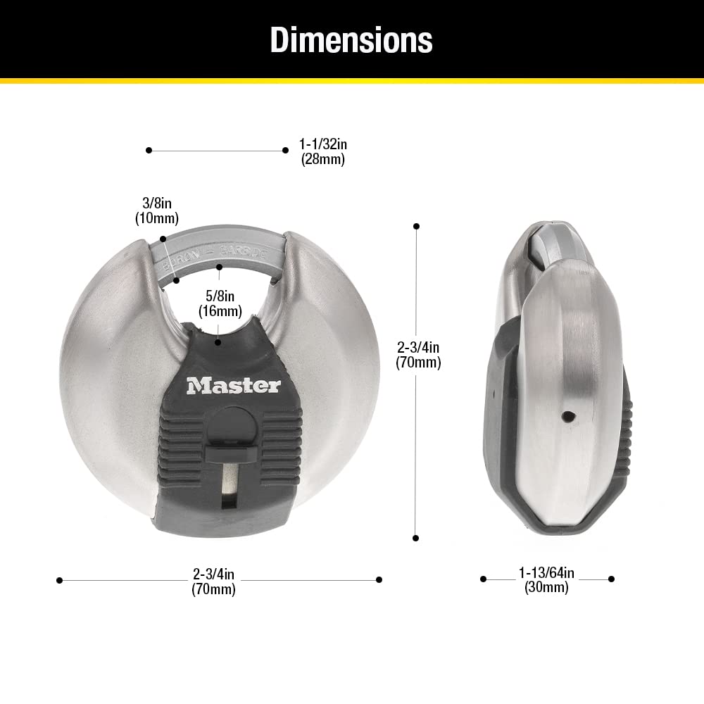 Foto 7 pulgar | Candado Discus Master Lock M40xtccsen De Acero Con Llave Similar, 2 Unidades - Venta Internacional.