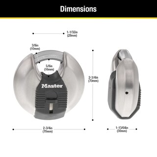 Foto 6 | Candado Discus Master Lock M40xtccsen De Acero Con Llave Similar, 2 Unidades - Venta Internacional.