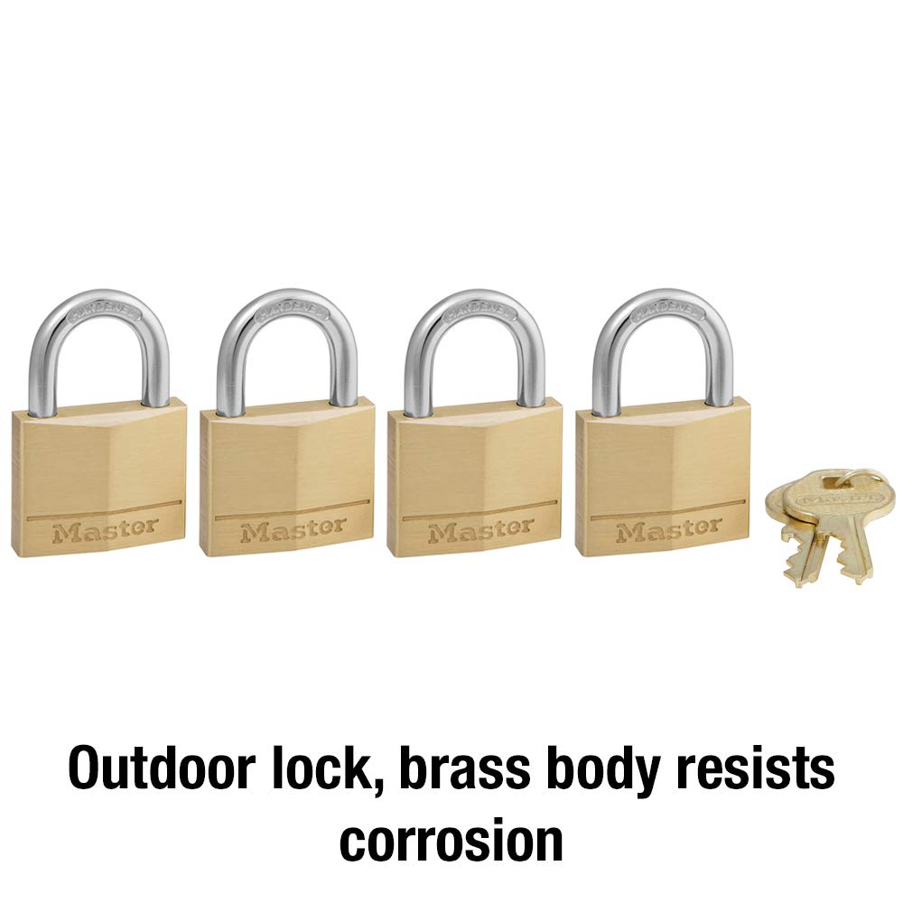 Foto 5 pulgar | Padlock Master Lock 140q De Latón Macizo, Paquete De 4 Unidades Con Llave - Venta Internacional.