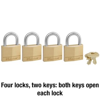 Foto 5 | Padlock Master Lock 140q De Latón Macizo, Paquete De 4 Unidades Con Llave - Venta Internacional.