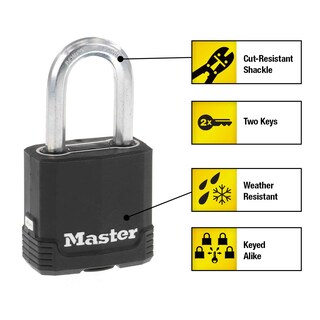 Foto 2 | Candado Con Llave Negra Para Exteriores Padlock Master Lock M115xqlf, Paquete De 4 - Venta Internacional.