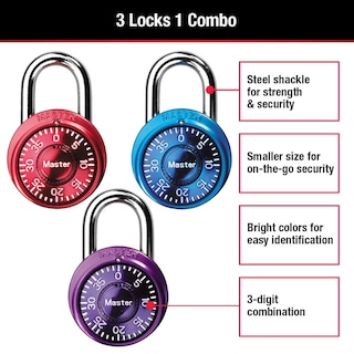 Foto 2 | Locker Lock Master Lock 1533tri Mini Combination, Paquete De 3 - Venta Internacional.