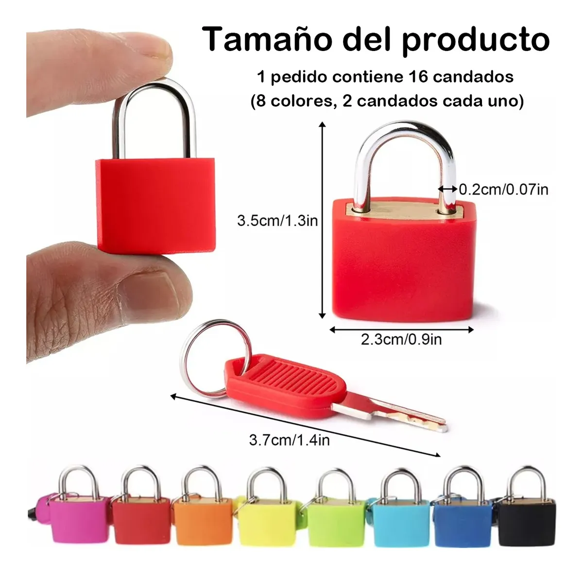 Foto 2 | Candados Con Llave, Lab.g Candado Pequeño Para Maletas, 16 Piezas Colores