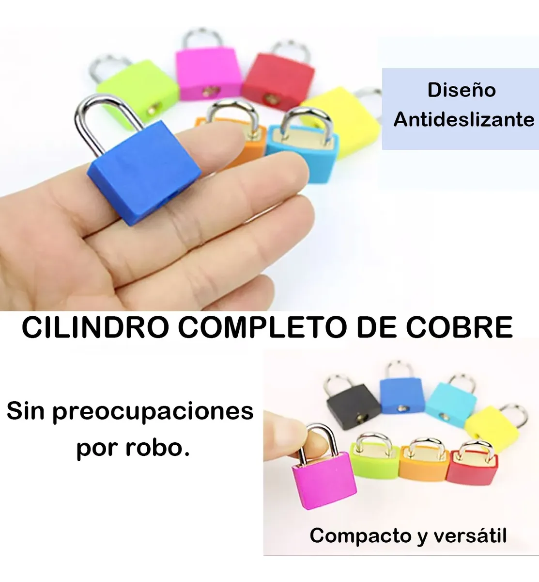 Foto 3 | Candados Con Llave, Lab.g Candado Pequeño Para Maletas, 16 Piezas Colores