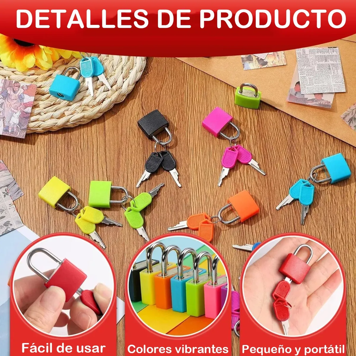 Foto 6 pulgar | Candados Con Llave, Lab.g Candado Pequeño Para Maletas, 16 Piezas Colores