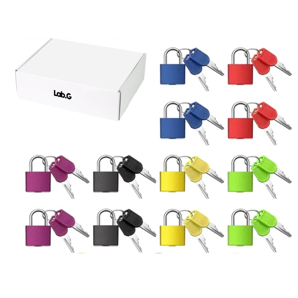 12 Candados Pequeños Lab.g Multiusos Para Maletas Joyas Taquillas Colores