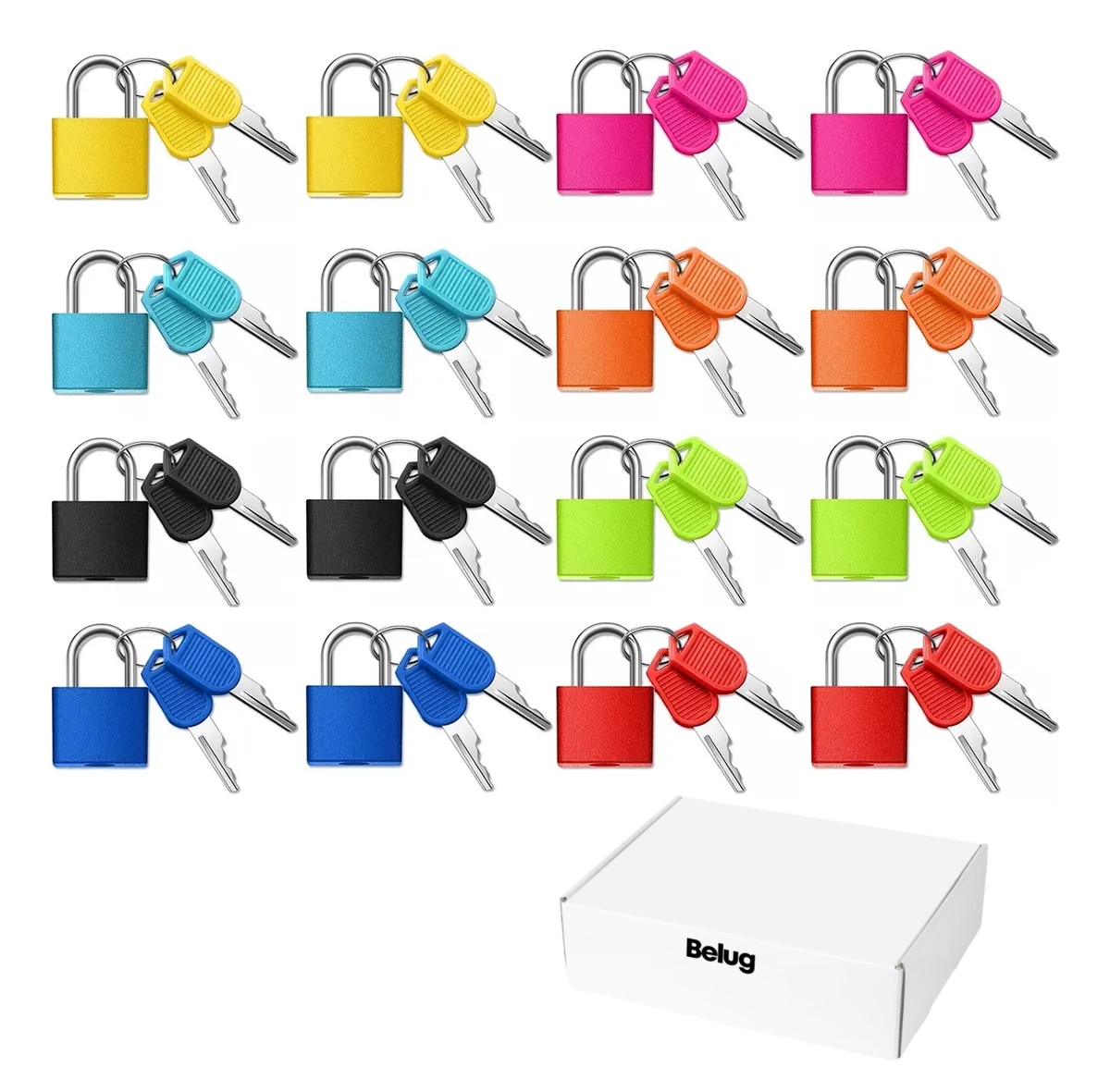 Candados Con Llave, Belug Candado Pequeño Para Maletas, 16 Piezas Colores