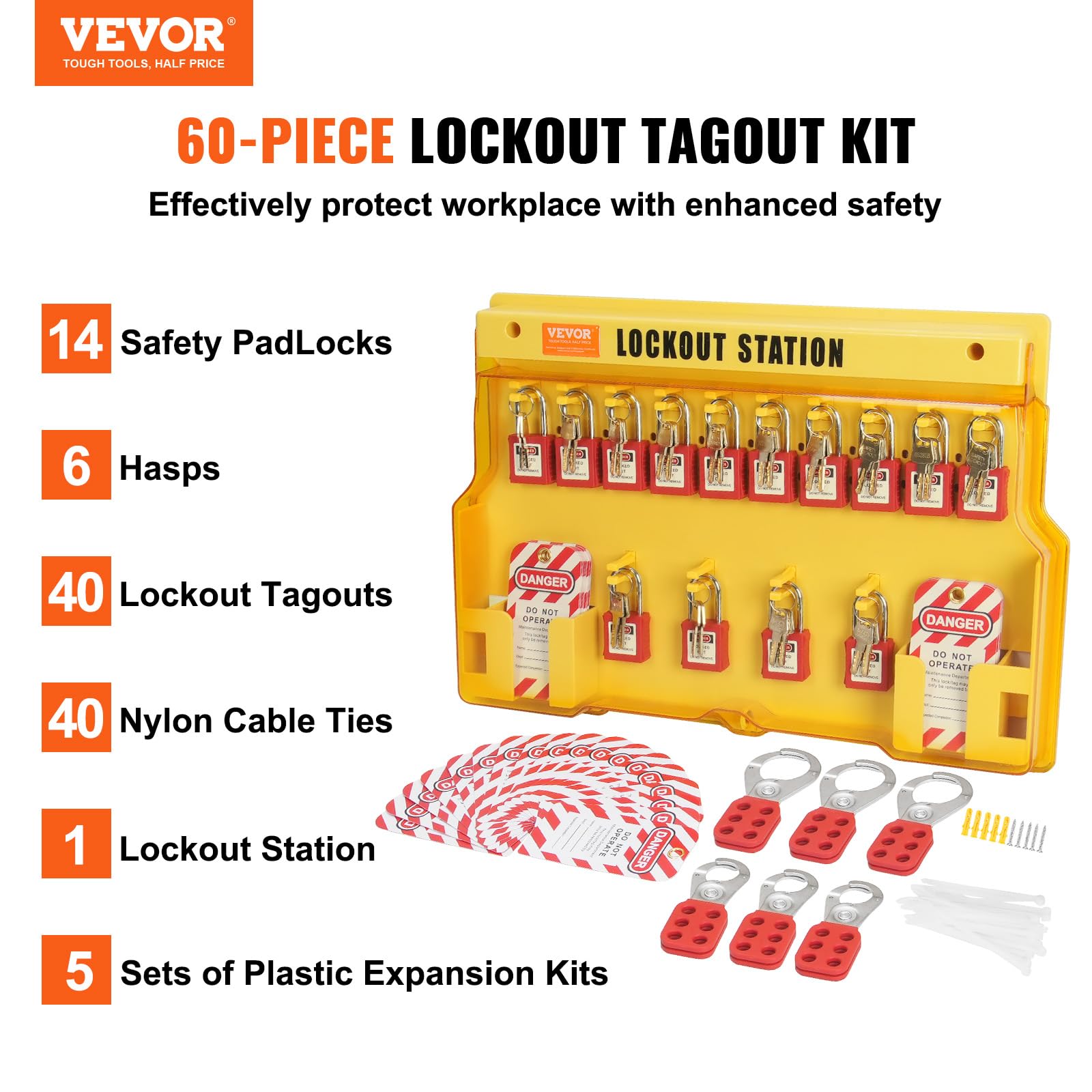 Foto 3 pulgar | Kit De Etiquetado Lockout Vevor, 60 Unidades, Con 14 Candados, 3 Cierres Y Más - Venta Internacional.