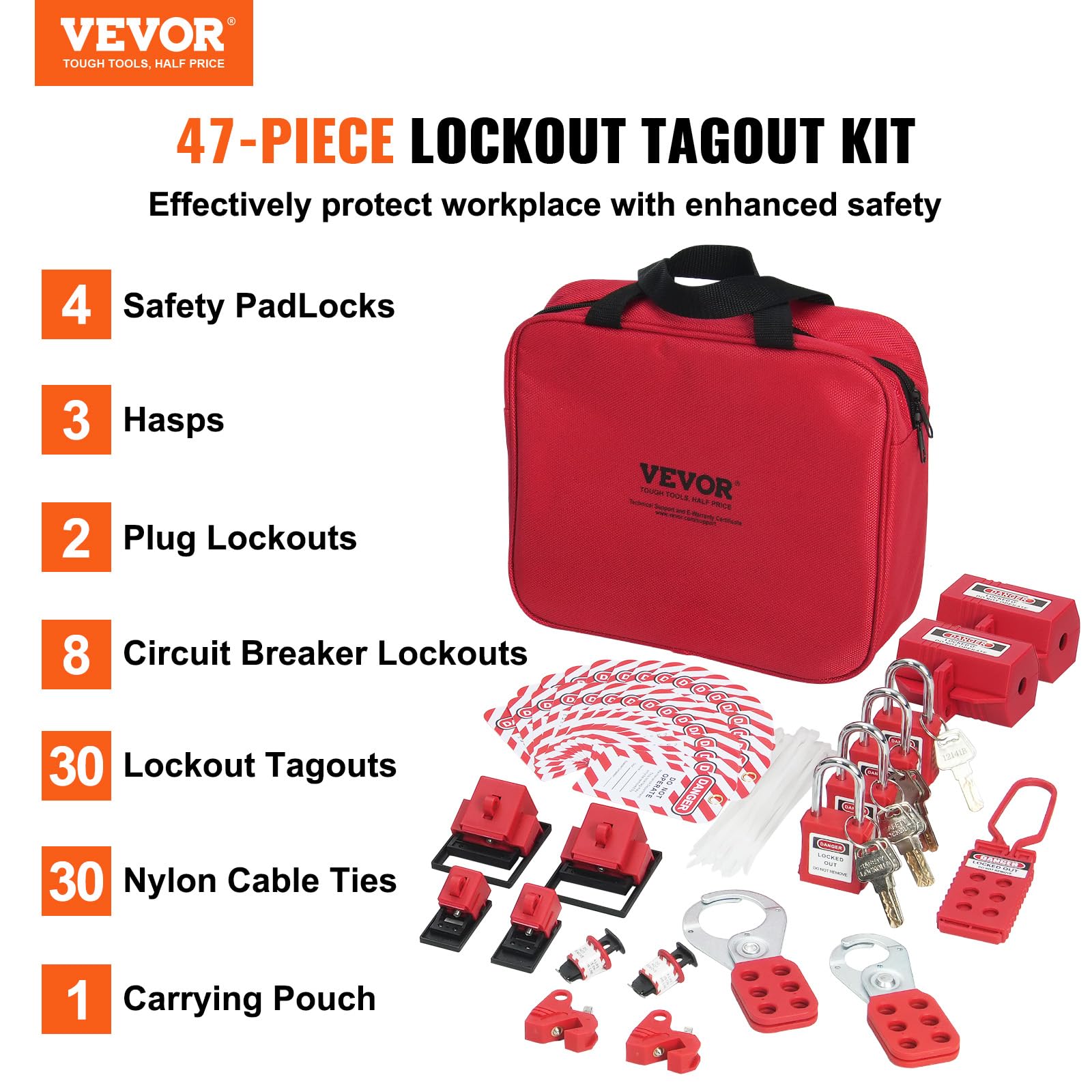 Foto 2 | Kit De Etiquetado Lockout Vevor Electrical, 47 Unidades Con Candados Y Más - Venta Internacional.