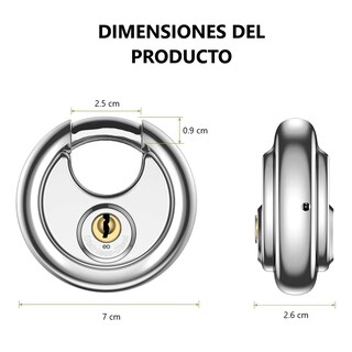 Foto 3 | Candado De Acero Tipo Disco 70mm De Máxima Seguridad, 2 Pzs Eo Safe Imports Esi-19238 Plata
