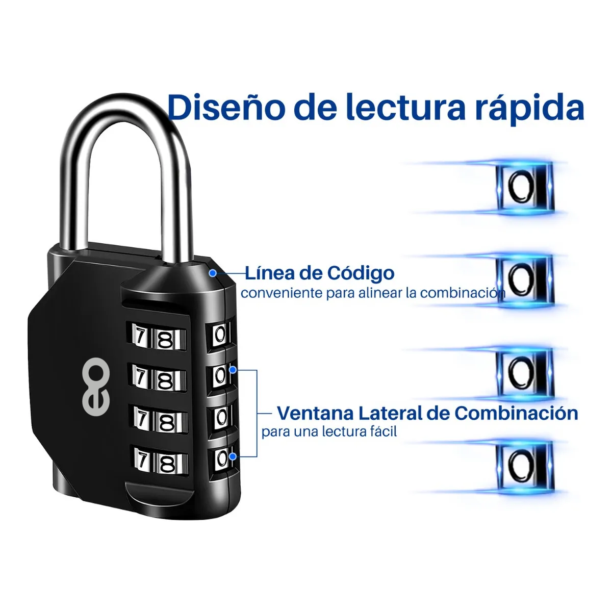 Foto 4 pulgar | Candado de Combinación 4 Dígitos Eo Safe Imports Esi-19236 Multicolor 2 Piezas