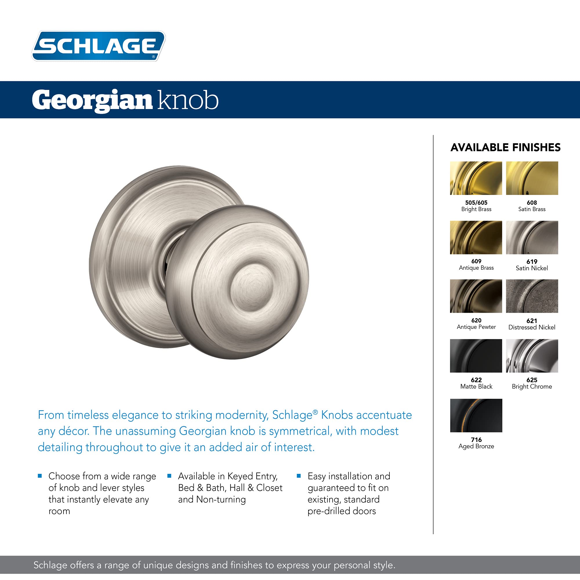 Foto 6 | Cerradura De Puerta Schlage Fb50n V Geo 505 B60 Con Llave Similar De Latón - Venta Internacional.