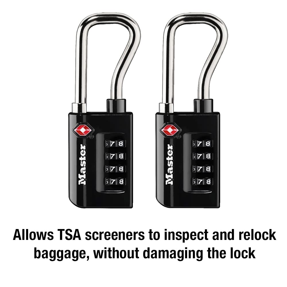 Foto 5 pulgar | Candado Para Equipaje Master Lock 4696t, Aprobado Por La Tsa, Negro, Paquete De 2 - Venta Internacional.