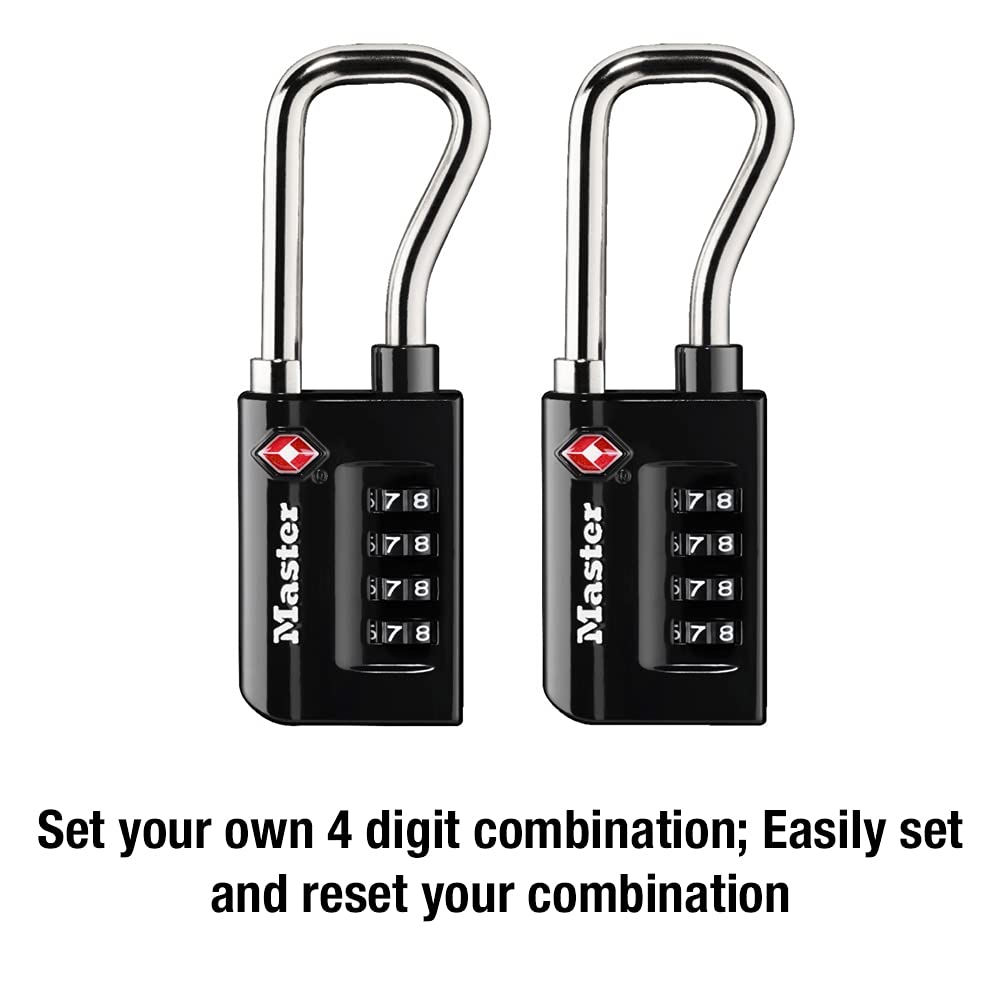 Foto 6 pulgar | Candado Para Equipaje Master Lock 4696t, Aprobado Por La Tsa, Negro, Paquete De 2 - Venta Internacional.