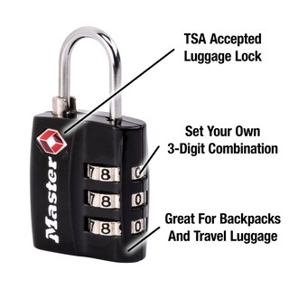 Foto 3 | Candado Para Equipaje Master Lock 4680dblk Aprobado Por La Tsa, Negro - Venta Internacional.