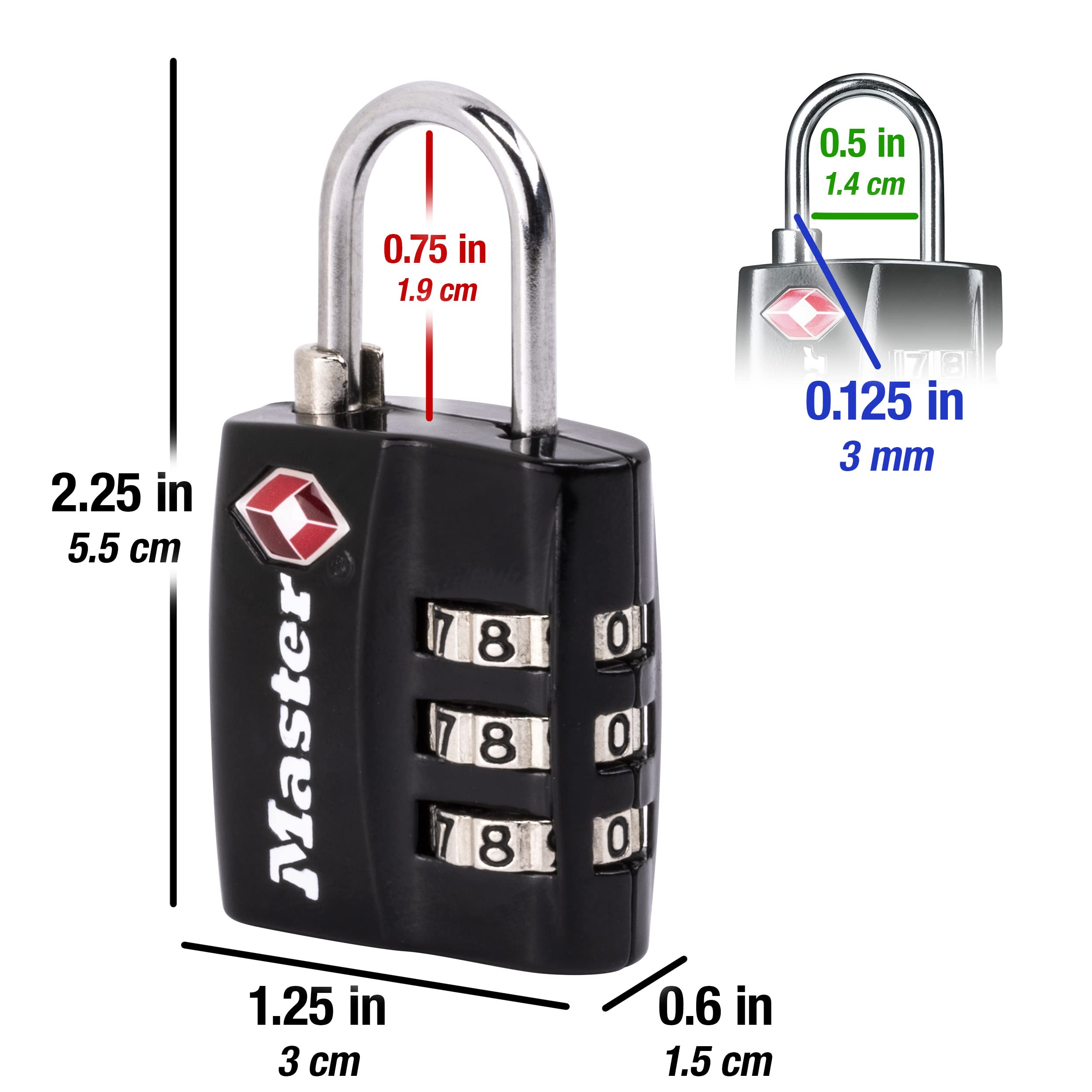 Foto 6 pulgar | Candado Para Equipaje Master Lock 4680dblk Aprobado Por La Tsa, Negro - Venta Internacional.