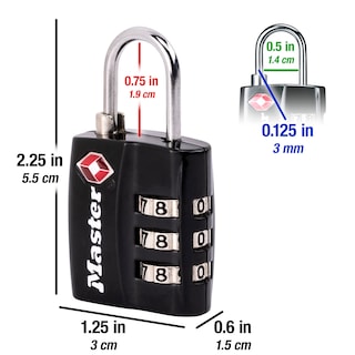 Foto 5 | Candado Para Equipaje Master Lock 4680dblk Aprobado Por La Tsa, Negro - Venta Internacional.