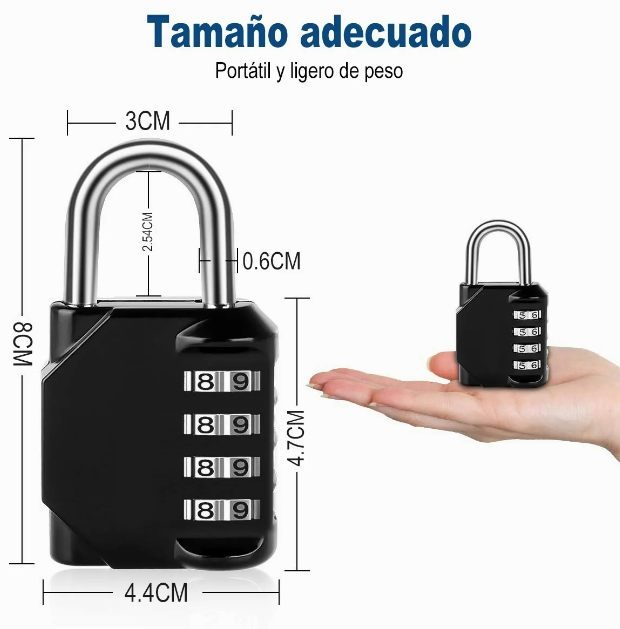 Foto 3 pulgar | Xtellar Pack De 2 Candados De Aleación De Zinc Con Combinación De 4 Dígitos – Seguridad Y Conveniencia En Tamaño
