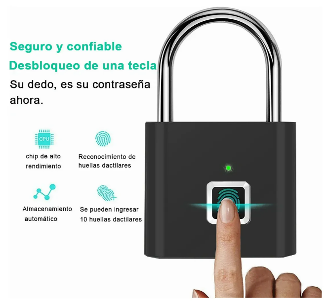 Foto 3 pulgar | Candado Xtellar De Huella Digital Usb Recargable  Inigualable Seguridad Acuática Y Anti-polvo