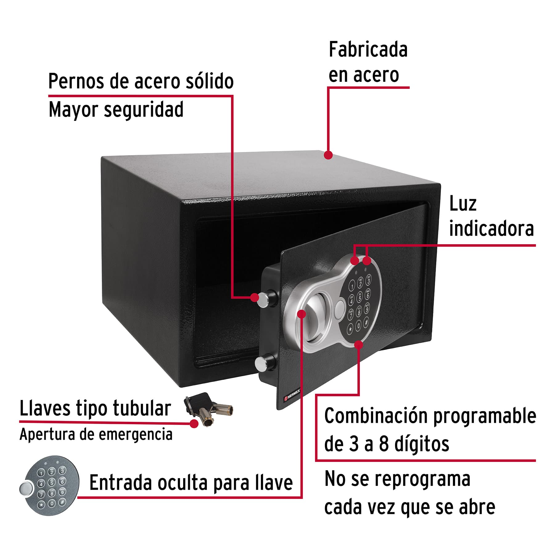 Foto 3 pulgar | Caja Fuerte De Seguridad Electrónica Digital Y Llave Hermex