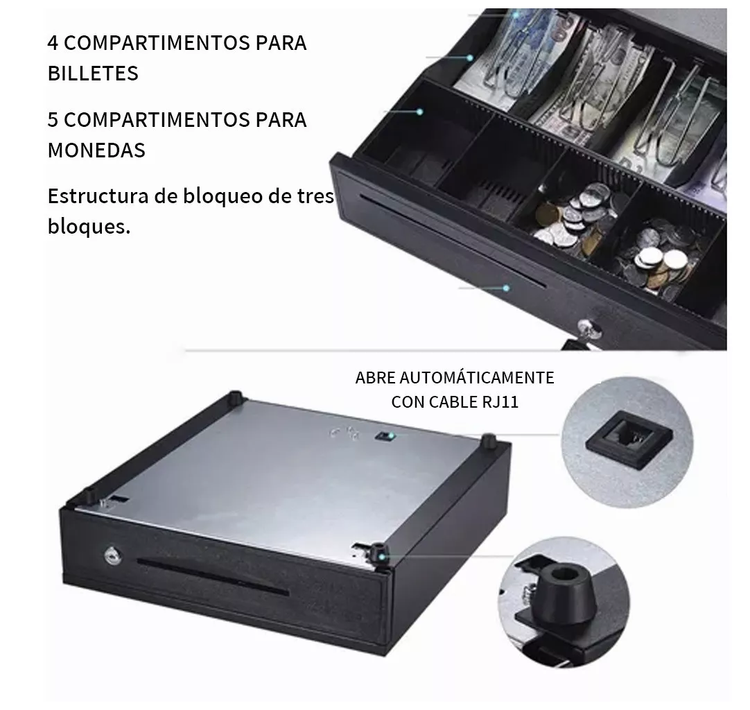 Foto 4 pulgar | Caja Registradora Belug Con Cerradura Comercial color Negro