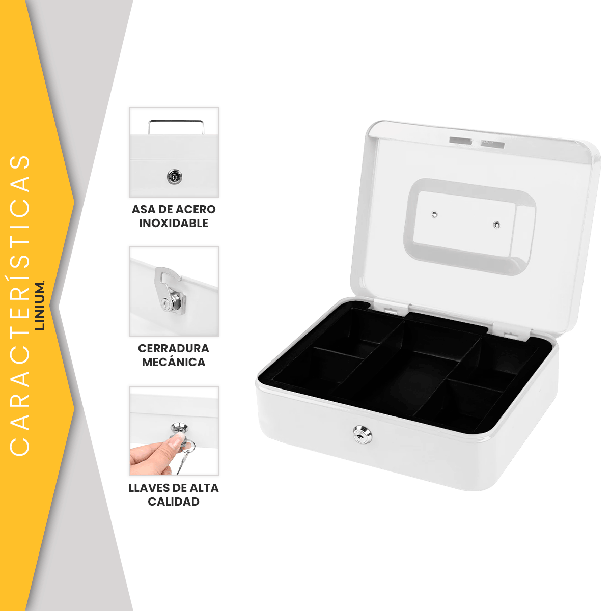 Foto 5 pulgar | Caja Fuerte Linium 20SCB-BLA Blanca para Dinero con Llave
