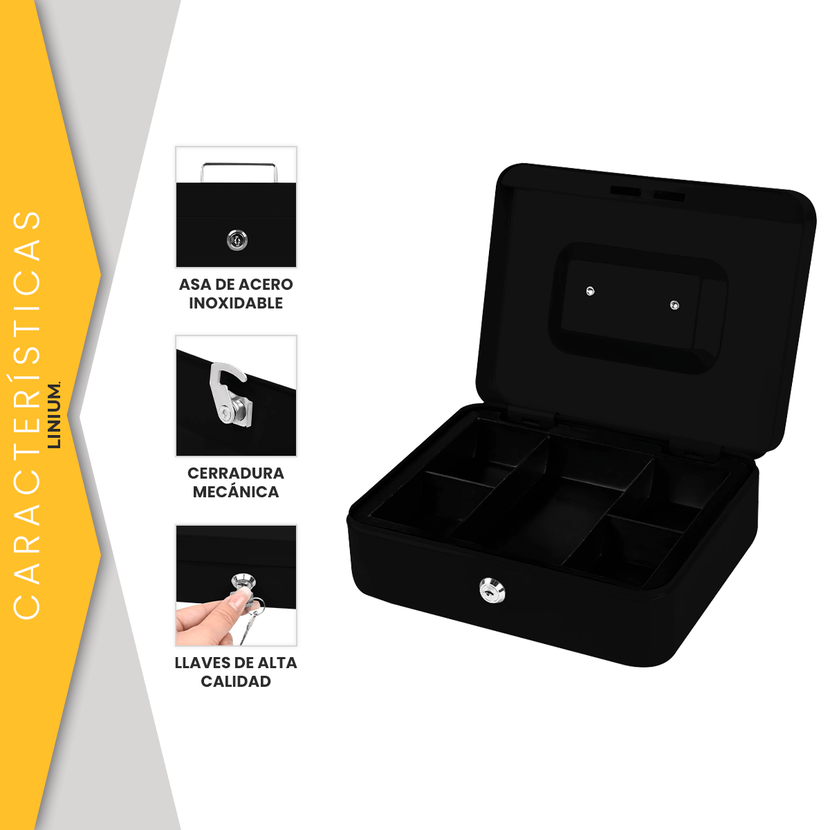 Foto 5 pulgar | Caja Fuerte Linium Negra para Dinero con Llave