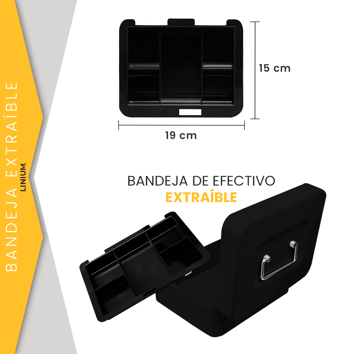 Foto 7 pulgar | Caja Fuerte Linium Negra para Dinero con Llave