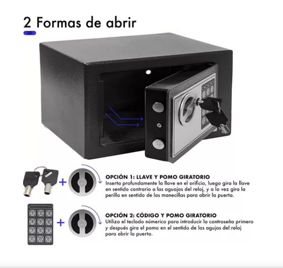 Foto 2 | Caja Fuerte Electrónica de Seguridad Wünd con Código Digital y Llave