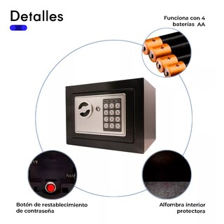 Foto 3 | Caja Fuerte Electrónica De Seguridad Codigo Digital Y Llave Eo Safe Imports Esi-12962 Negro