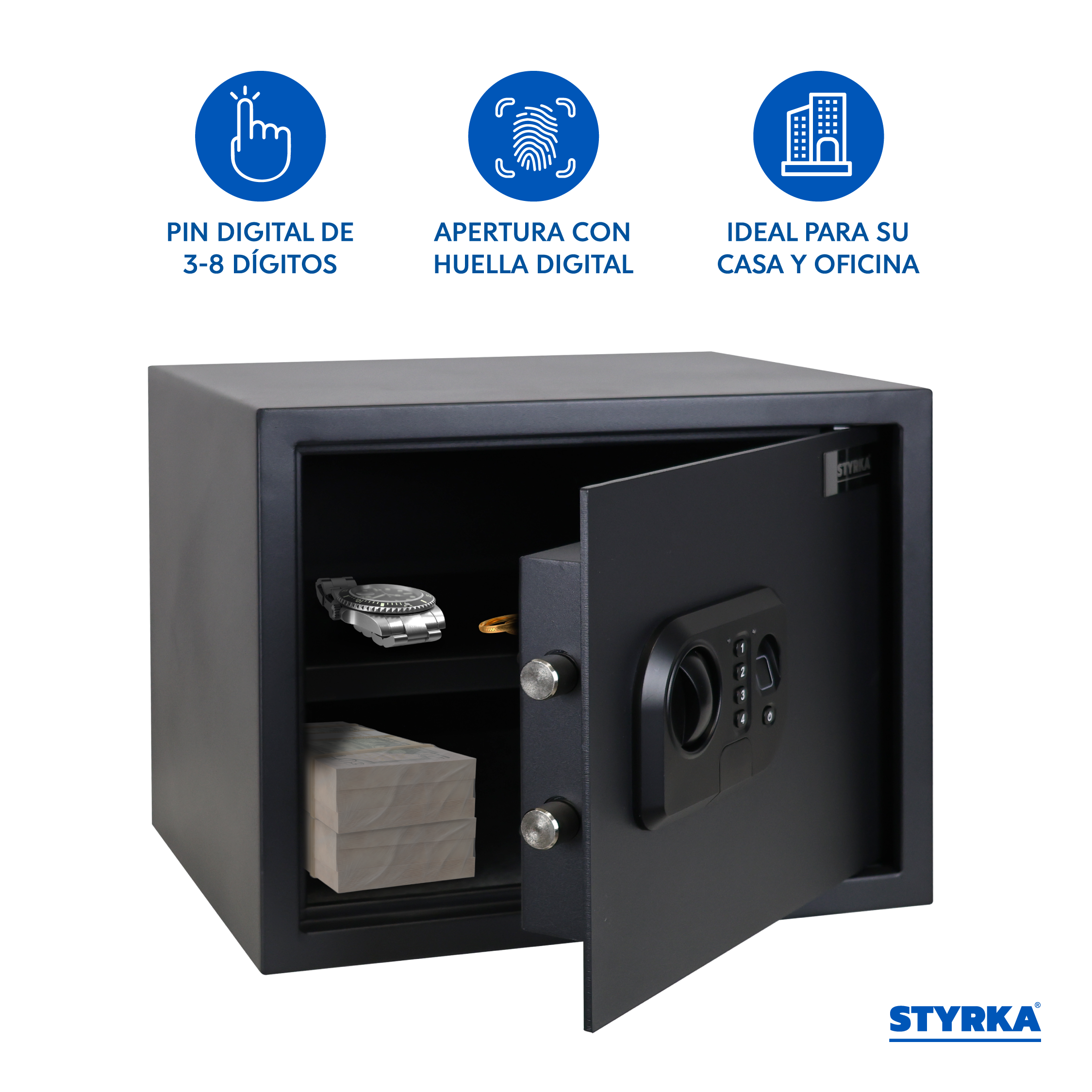 Foto 3 pulgar | Caja Fuerte Biométrica Grande Styrka color Negro