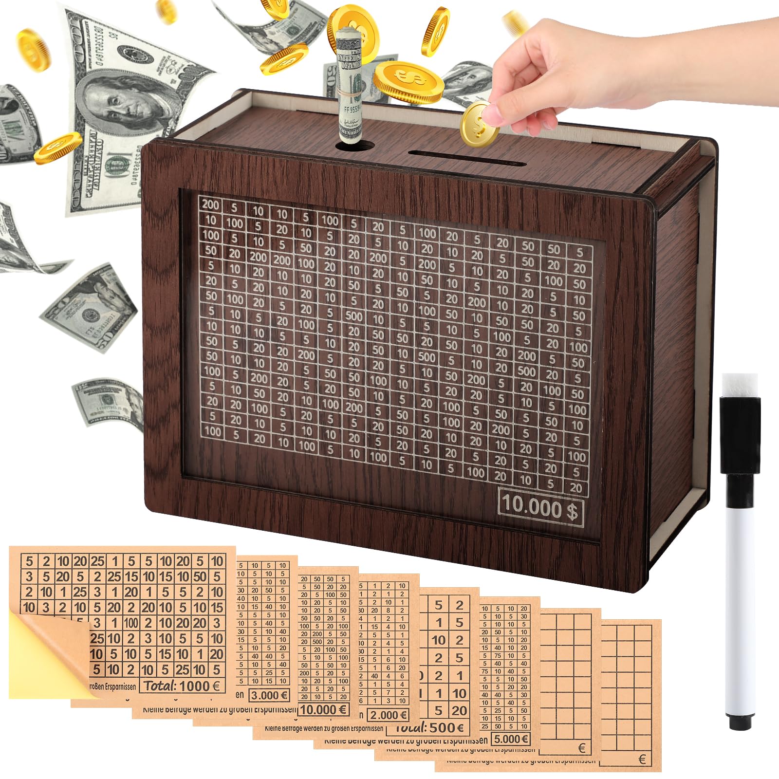 Foto 2 pulgar | Caja De Ahorro De Dinero Retro De Madera Con Forma De Alcancía - Venta Internacional.
