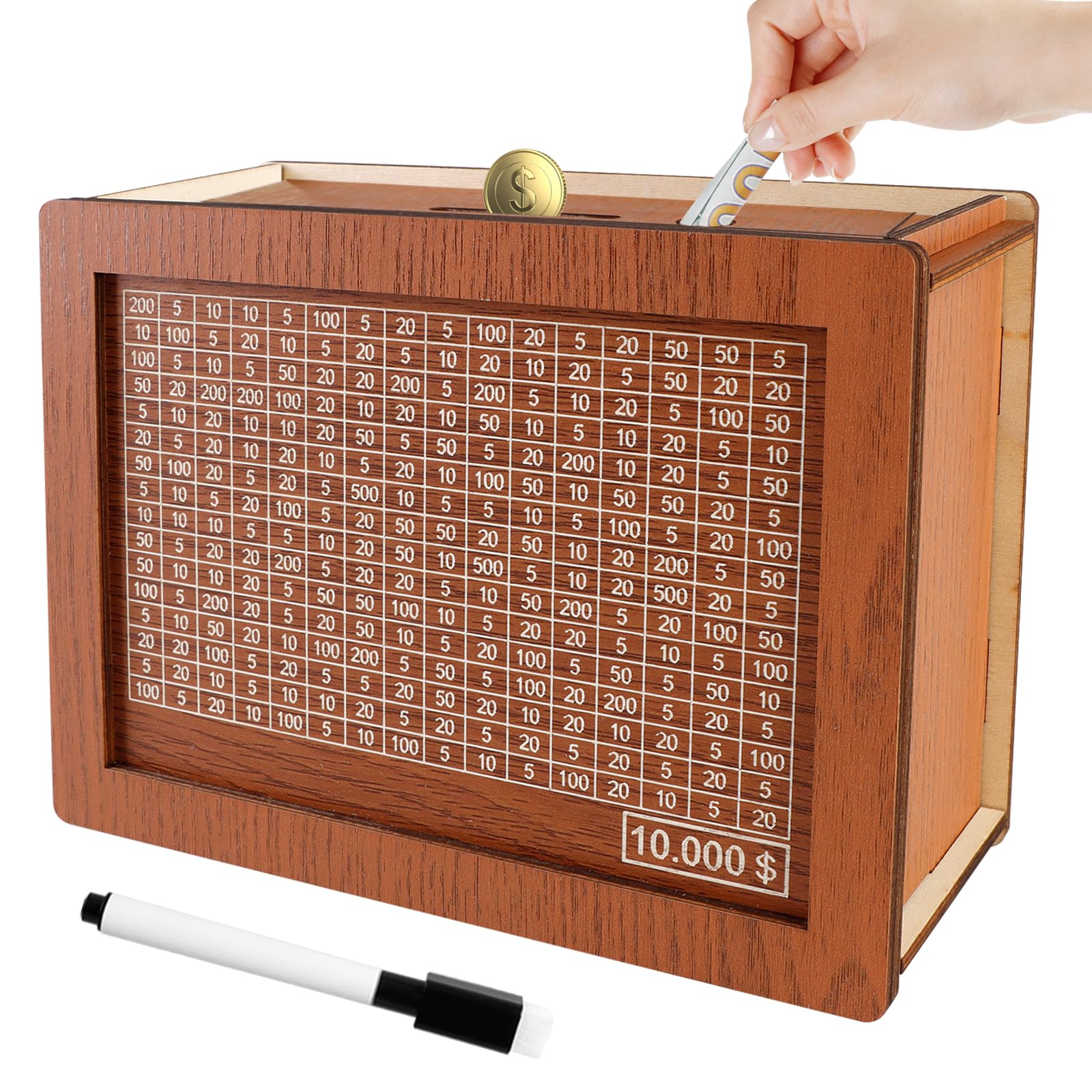 Foto 2 pulgar | Caja De Ahorros De Madera Cash Vault Con Tarjetero Y Bolígrafo - Venta Internacional.